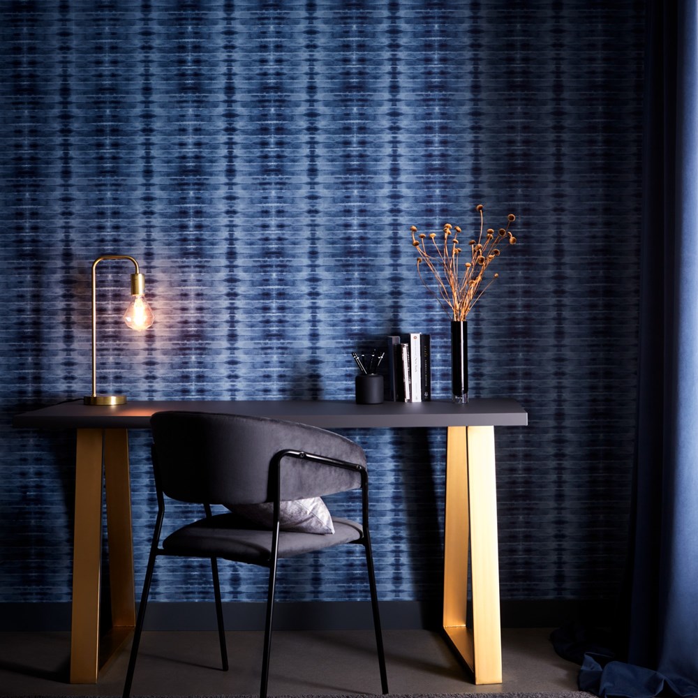 Eterea Wallpaper W0167 02 by Clarke & Clarke in Midnight Blue